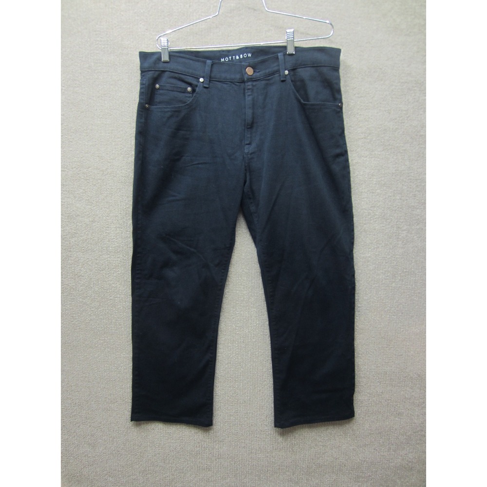 Mott & Bow Mens Straight Leg Jeans Dark Indigo Blue W35 L30 Cotton Blend Pants